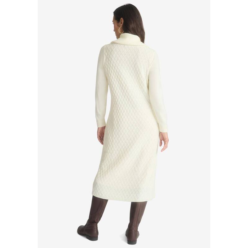 【送料無料】 ジェシカロンドン レディース ワンピース トップス Jessica London Women's Plus Size Textured Cowlneck Sweater Dress Emerald Green