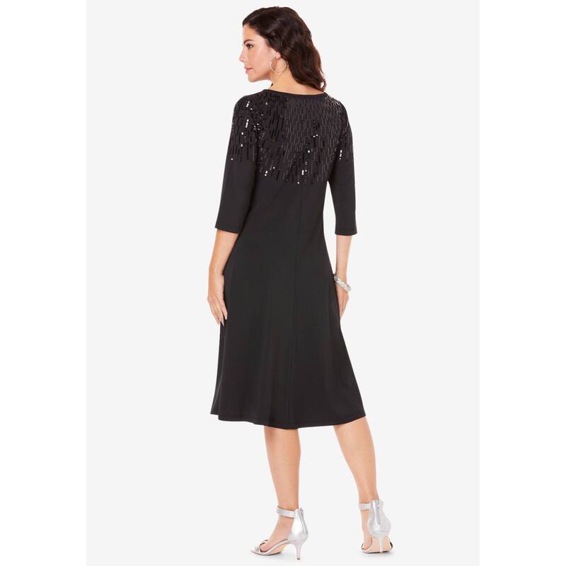 【送料無料】 ロアマンズ レディース ワンピース トップス Roaman's Women's Plus Size Ultrasmooth Fabric Embellished Swing Dress Vintage Lavender