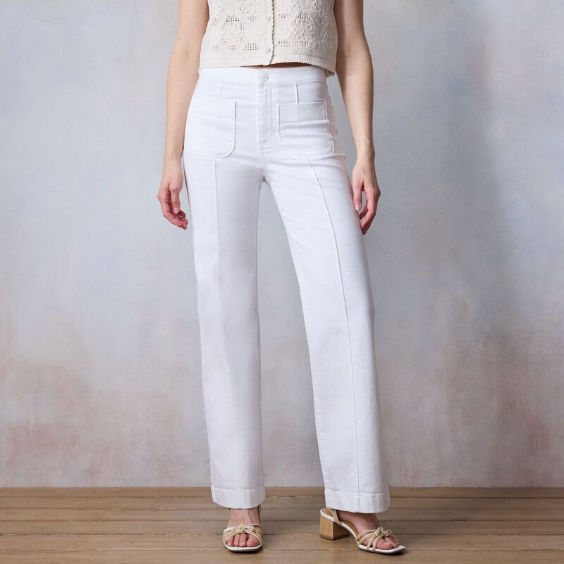 【送料無料】 LC Lauren Conrad レディース デニムパンツ ボトムス Women's LC Lauren Conrad Super High Rise Trouser Jeans Stone White