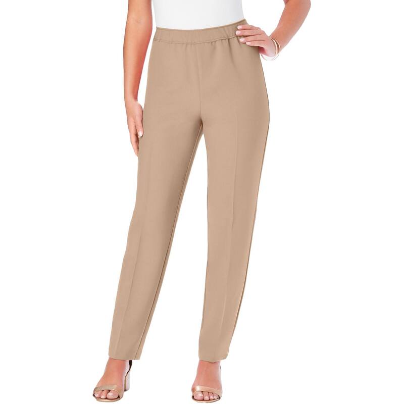 【送料無料】 ロアマンズ レディース カジュアルパンツ ボトムス Roaman's Women's Plus Size Tall Classic Bend Over Pant New Khaki