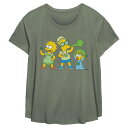 【送料無料】 ライセンス キャラクター レディース Tシャツ トップス Plus Size The Simpsons St. Patrick's Day Party Flowy Graphic Tee Sage(4)