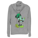 【送料無料】 ディズニー レディース Tシャツ トップス Disney's Mickey Mouse Lucky Outfit Women's Cowlneck Graphic Lightweight Long Sleeve Gray Heather