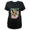【送料無料】 マーベル レディース Tシャツ トップス Maternity Marvel Guardians Of The Galaxy Groot Floral Dancer Graphic Tee Black|詳細画像