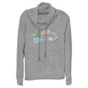 【送料無料】 ライセンス キャラクター レディース Tシャツ トップス Women's Pokemon Sleeping Characters Cowlneck Graphic Lightweight Long Sleeve Gray Heather
