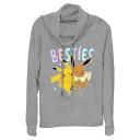 【送料無料】 ライセンス キャラクター レディース Tシャツ トップス Women's Pokemon Pokemon And Eevee Besties Cowlneck Graphic Lightweight Long Sleeve Gray Heather