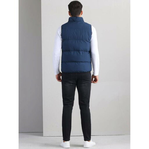 【送料無料】 Lars Amadeus メンズ ジャケット・ブルゾン アウター Puffer Vest for Men's Warm Sleeveless Down Jacket with Detachable Hooded Winter Padded Vest Dark Blue