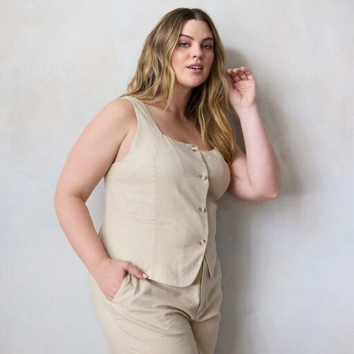 【送料無料】 LC Lauren Conrad レディース ジャケット・ブルゾン アウター Plus Size LC Lauren Conrad Thin Strap Square Neck Vest Academy Khaki 【送料無料】 LC Lauren Conrad レディース ジャケット・ブルゾン アウター Plus Size LC Lauren Conrad Thin Strap Square Neck Vest Academy Khaki