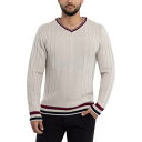 【送料無料】 エックスレイ メンズ ニット・セーター アウター Men's Xray Cable Knit Tipped V-Neck Sweater Cream