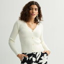 【送料無料】 ナインウェスト レディース ニット・セーター アウター Women's Nine West Sweater Sculpt Ribbed Cardi...