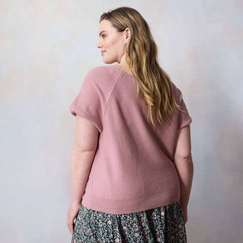 【送料無料】 LC Lauren Conrad レディース ニット・セーター アウター Plus Size LC Lauren Conrad Short Sleeve Knit Sweater Tee Pierust