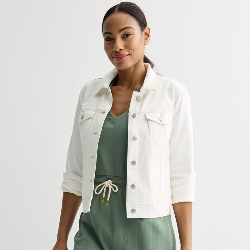 【送料無料】 ソノマ レディース ジャケット・ブルゾン アウター Petite Sonoma Goods For Life Button-Down Denim Jacket Ecru
