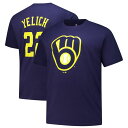 【送料無料】 プロファイル メンズ Tシャツ トップス Men's Profile Christian Yelich Navy Milwaukee Brewers Big & Tall Player Name & Number T-Shirt Brw Navy