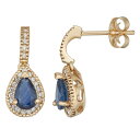 【送料無料】 アンブランデッド レディース ピアス・イヤリング アクセサリー 14k Gold Sapphire & 1/5 Carat T.W. IGL Certified Diamond Teardrop Earrings Yellow