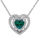 【送料無料】 ステラ グレース レディース ネックレス・チョーカー・ペンダントトップ アクセサリー Stella Grace 10k White Gold 1/5 Carat T.W Diamond & Lab-Created Emerald Heart Shaped Pendant Necklace 10k White Gold