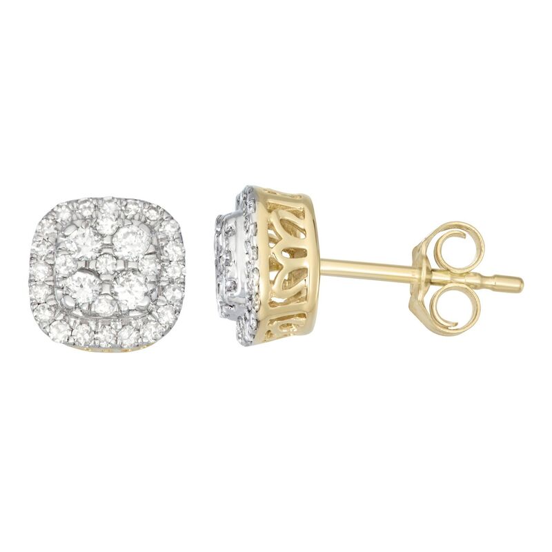 【送料無料】 アンブランデッド レディース ピアス・イヤリング アクセサリー 14k Gold 1/2 Carat T.W. Diamond Cluster Stud Earrings 10k Gold