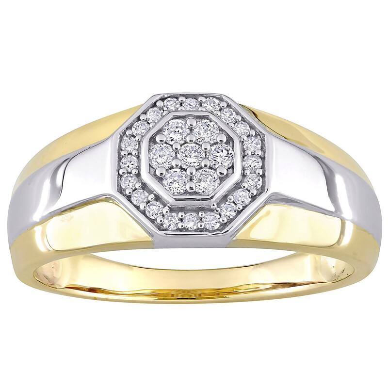 【送料無料】 ステラ グレース メンズ リング アクセサリー Stella Grace Men's 10k Gold Two Tone 1/4 Carat T.W. Diamond Octagonal Ring 10k Two Tone