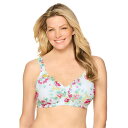 【送料無料】 コンフォート チョイス レディース ブラジャー アンダーウェア Comfort Choice Women's Plus Size Cotton Wireless Lightly Padded T-Shirt Bra White Botanical