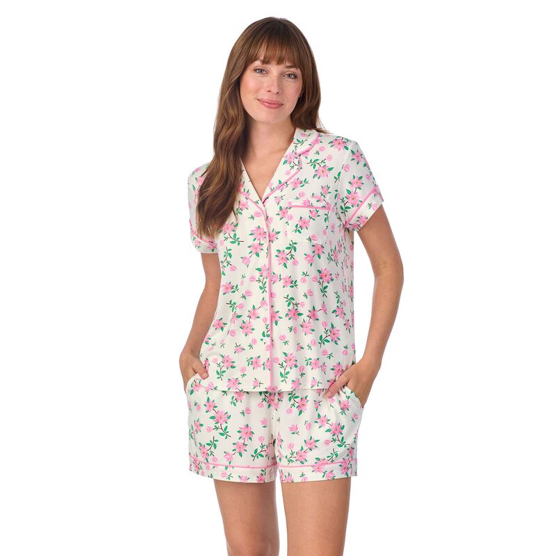 ReVida ŷԾŹ㤨֥ɥ쥤ѡॹ ǥ  ʥȥ ץ 硼ȥѥ Women's Draper James 2-Piece Printed Cozy Short Sleeve Notch Collar Pajama Top & Pajama Shortset Antique White Magnolia ۥ磻ȡפβǤʤ8,980ߤˤʤޤ