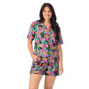 【送料無料】 クドルドッズ レディース ナイトウェア アンダーウェア Women's Cuddl Duds Short Sleeve Split Neck Pa...