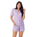 【送料無料】 クドルドッズ レディース ナイトウェア アンダーウェア Women's Cuddl Duds Short Sleeve Split Neck Pajama Top and Pajama Shorts Set Peri Lobster(4)