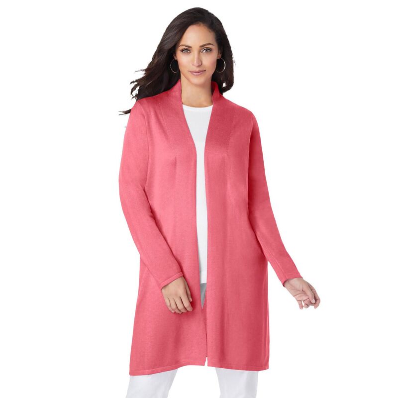【送料無料】 ジェシカロンドン レディース ニット・セーター アウター Jessica London Women's Plus Size Fine Gauge Cardigan Topper Tea Rose