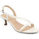 【送料無料】 ジャーニー レディース サンダル シューズ Journee Collection Jemry Women's Crossover Strap Kitten Heel Dress Sandals White(4)