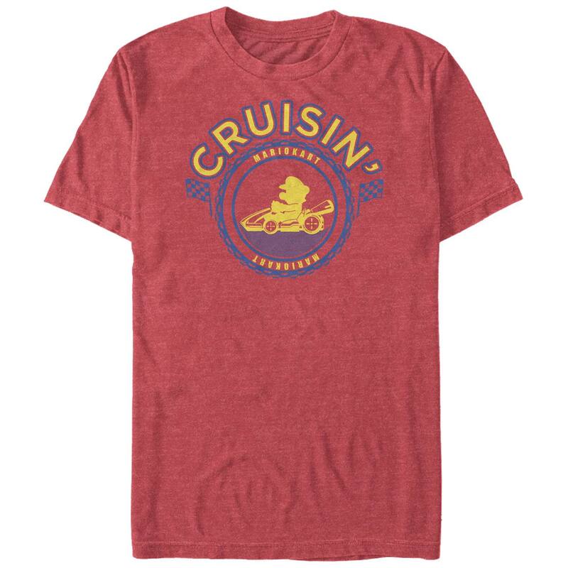 【送料無料】 ライセンス キャラクター メンズ Tシャツ トップス Big & Tall Mario Kart Cruisin' Stamp Graphic Tee Red Heather