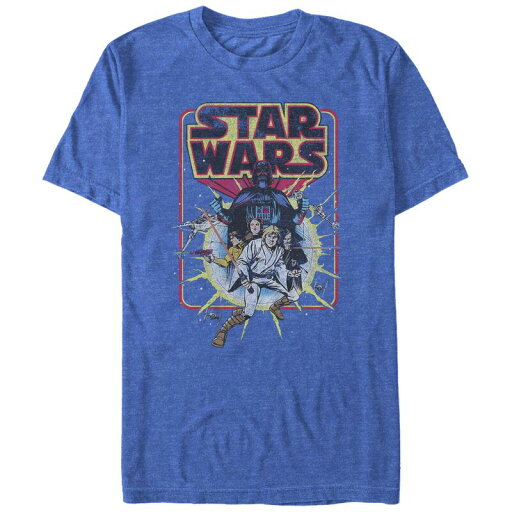 【送料無料】 ライセンス キャラクター メンズ Tシャツ トップス Big & Tall Star Wars Old School Poster Graphic Tee Royal Heather 【送料無料】 ライセンス キャラクター メンズ Tシャツ トップス Big & Tall Star Wars Old School Poster Graphic Tee Royal Heather