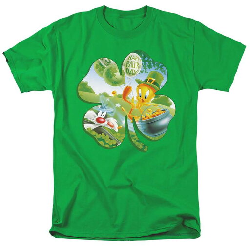 【送料無料】 ライセンス キャラクター メンズ Tシャツ トップス Men's Looney Tunes Tweety Shamrock Graphic Tee Bright Green 【送料無料】 ライセンス キャラクター メンズ Tシャツ トップス Men's Looney Tunes Tweety Shamrock Graphic Tee Bright Green