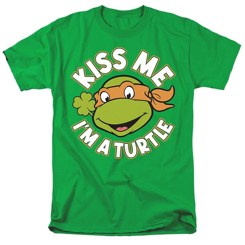 【送料無料】 ライセンス キャラクター メンズ Tシャツ トップス Men's Teenage Mutant Ninja Turtles Kiss Graphic Tee Bright Green