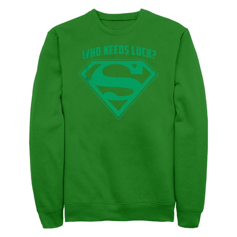 【送料無料】 ライセンス キャラクター メンズ Tシャツ トップス Men's Superman Who Needs Luck Graphic Fleece Kelly