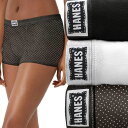 【送料無料】 ヘインズ レディース パンツ アンダーウェア Hanes Originals Ultimate 3-Pack Vintage Stretch Cotton Boxer Brief Underwear 45VOBB Black White Pin Dot(4)