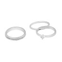 【送料無料】 LC Lauren Conrad レディース リング アクセサリー LC Lauren Conrad Silver Tone Studded Stackable Ring Trio Set Clear