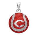 【送料無料】 アンブランデッド レディース ブレスレット・バングル・アンクレット アクセサリー Sterling Silver LogoArt Cincinnati Reds Enameled Baseball Pendant Red