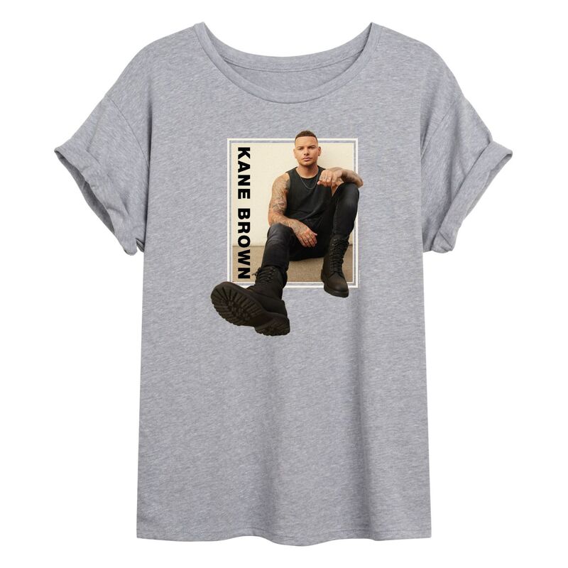 【送料無料】 ライセンス キャラクター レディース Tシャツ トップス Juniors' Kane Brown Oversized Tee Heather Gray