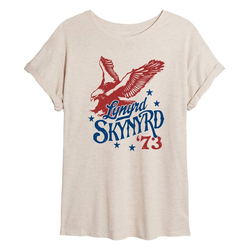 【送料無料】 ライセンス キャラクター レディース Tシャツ トップス Juniors' Lynyrd Skynyrd '73 Oversized Tee Beige