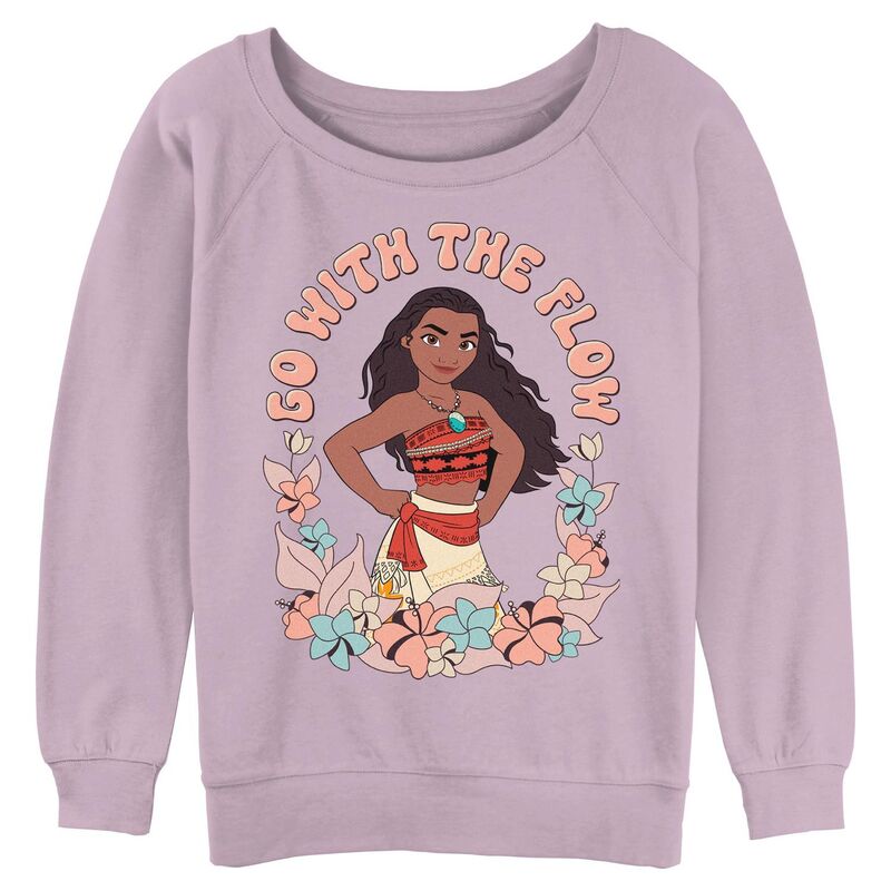 【送料無料】 ディズニー レディース Tシャツ トップス Disney's Moana Go With The Flow Juniors' Graphic Pullover Lavender