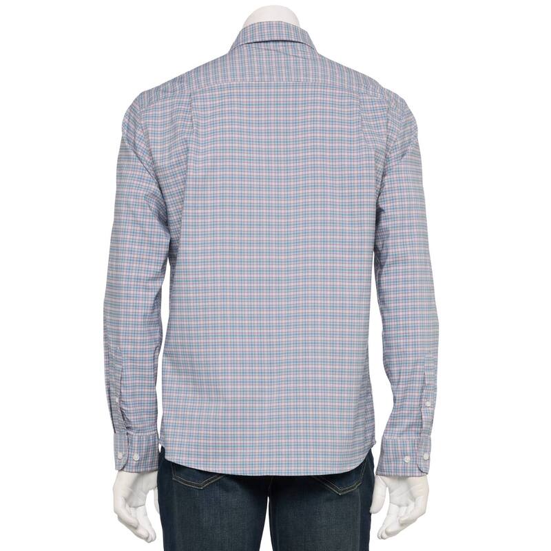 【送料無料】 ソノマ メンズ Tシャツ トップス Men's Sonoma Goods For Life Long-Sleeve Performance Shirt Blue Coral Tex Plaid