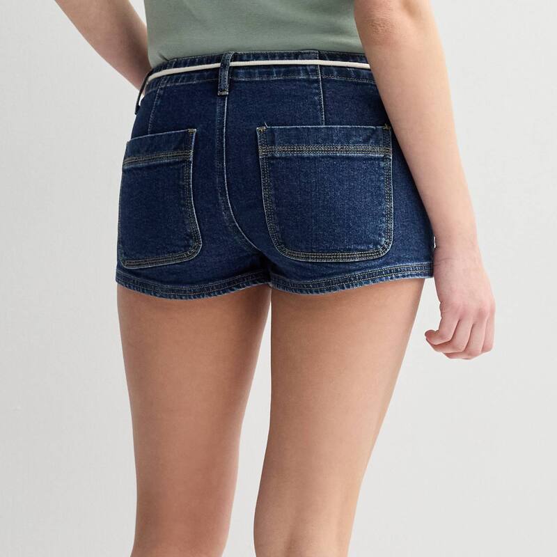 【送料無料】 エスオー レディース ハーフパンツ・ショーツ ボトムス Juniors' SO Low-Rise Belted Shortie Shorts Washed Black