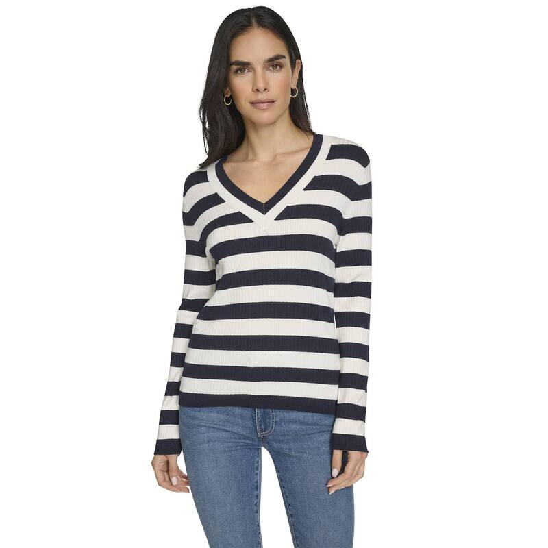 ナウティカ レディース アウター ニット・セーター Vネック Women's Nautica Striped V-Neck Sweater N..