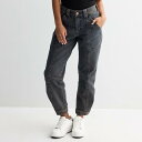 【送料無料】 エスオー レディース カジュアルパンツ ボトムス Juniors' SO Mid-Rise Button Hem Jogger Jeans Dark Overdye(4)