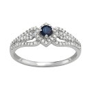 【送料無料】 アンブランデッド レディース リング アクセサリー 14k White Gold 1/3 Carat T.W. Diamond & Gemstone Square Halo Ring Blue Sapphire(4)