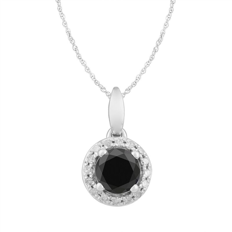 【送料無料】 アンブランデッド レディース ネックレス・チョーカー・ペンダントトップ アクセサリー 10k White Gold Black & White Diamond Round Halo Pendant Necklace 1 Cttw