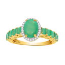 【送料無料】 アンブランデッド レディース リング アクセサリー 10k Gold Emerald 1/8 Carat T.W. Diamond Halo Ring 10ky Emerald(4)