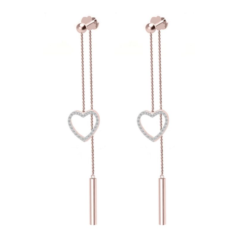 【送料無料】 アンブランデッド レディース ピアス・イヤリング アクセサリー 10k Rose Gold Diamond Heart Drop Earrings 10k Gold