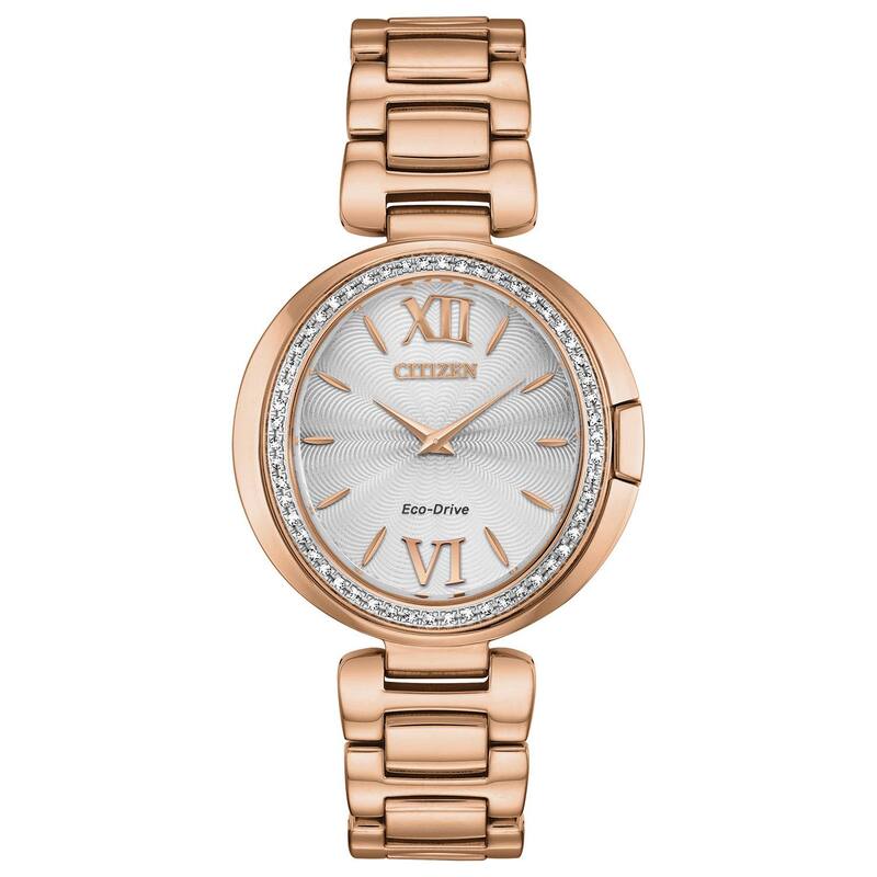 【送料無料】 シチズン レディース 腕時計 アクセサリー Citizen Women's Eco-Drive Capella Rose Gold Tone Stainless Steel Diamond Accent Bezel Bracelet Watch Rosegold