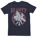 【送料無料】 ディズニー レディース Tシャツ トップス Disney Princesses Juniors' Beauty Group Boyfriend Graphic Tee Navy(4)