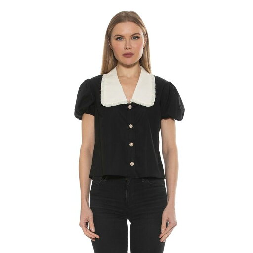 【送料無料】 アレクシアアドマー レディース シャツ トップス Women's ALEXIA ADMOR Sandra Short Sleeve Top with Embellished Button Black 【送料無料】 アレクシアアドマー レディース シャツ トップス Women's ALEXIA ADMOR Sandra Short Sleeve Top with Embellished Button Black