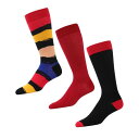 【送料無料】 メモイ メンズ 靴下 アンダーウェア Paint Block Cotton Blend Crew Sock 3 Pack Black Red(4)