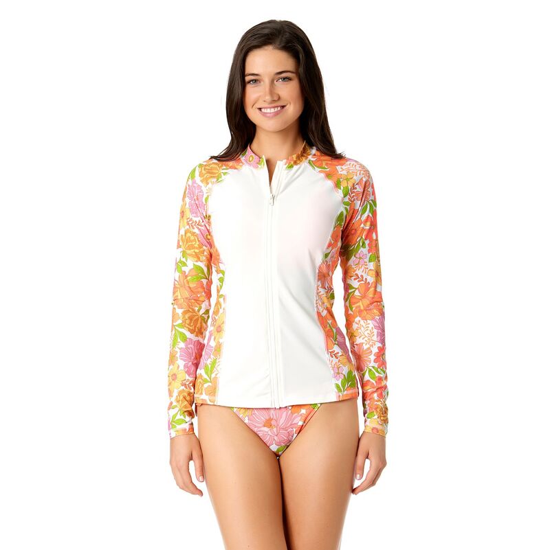 【送料無料】 ハーレー レディース トップのみ 水着 Juniors' Hurley Dahlia Dreams Zip Front Rashguard Sorbet Dahlia Dream